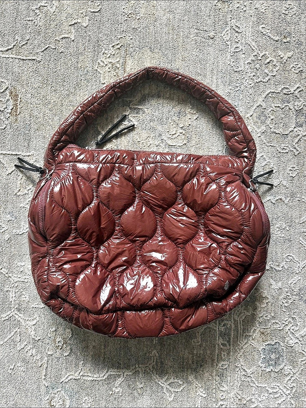 Free People Movement Quilted Hobo Bag in Patent Burgundy